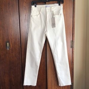 Zara high rise off white slim jeans